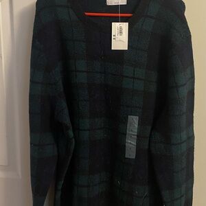 Men's Green and Black Plaid Sweater